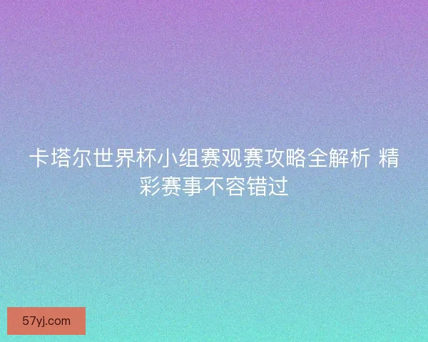 卡塔尔世界杯小组赛观赛攻略全解析 精彩赛事不容错过