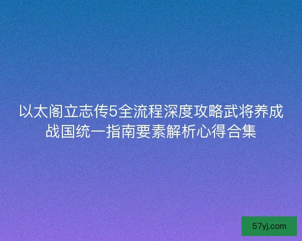以太阁立志传5全流程深度攻略武将养成战国统一指南要素解析心得合集